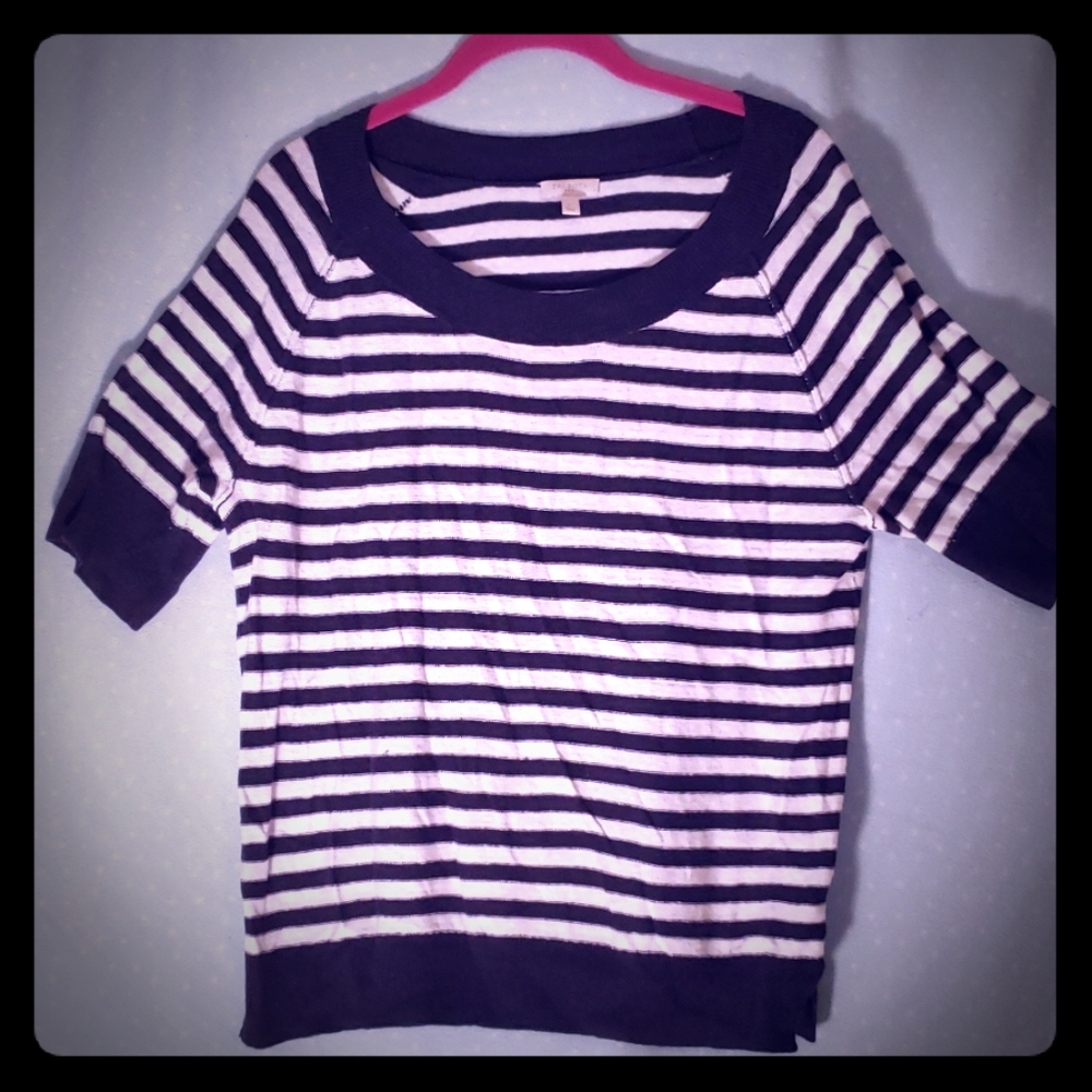 Talbots boatneck striped linen blend sweater